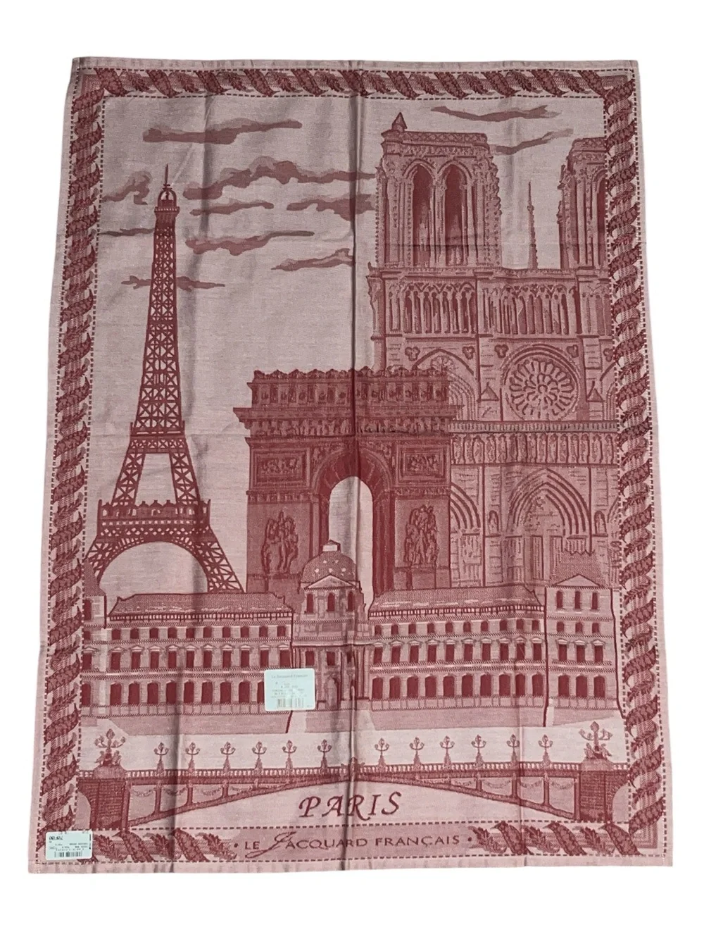 New Le Jacquard Francais Paris Cotton Dish Towel 60 x 80 cm Red Rectangular